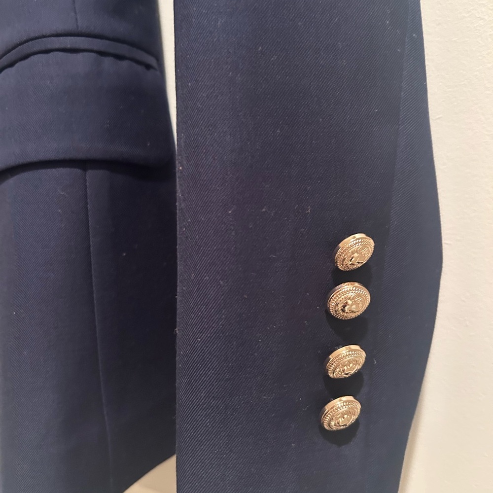 Women’s Navy Double-Breasted Blazer with Gold Buttons by Moxgie XS - Picture 4 of 7